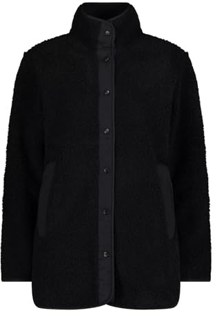 CMP - Giacca lunga da donna in pile teddy Highloft, Nero, 42
