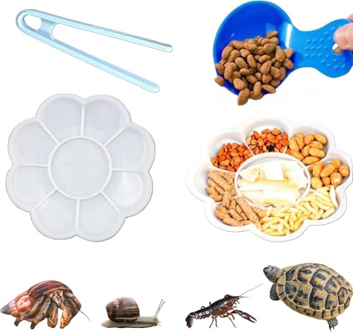 PUMEXFE 3 Pack Hermit Crab Food Bowls Feeding Tongs Scooper Set Reptile Water Dishes Accessories Small Animal Foods Dish Kit, Feeder Bowl for Tarantula Snail Tortoise Crab (3 Pack)