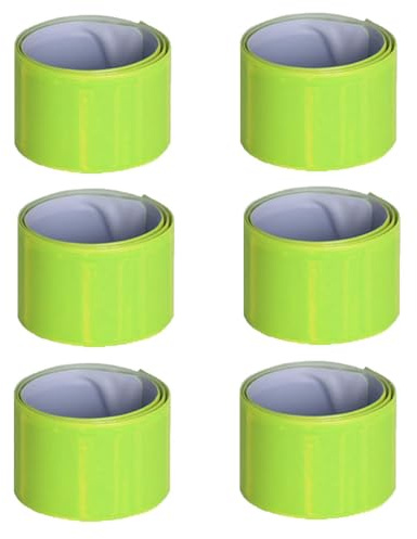 Naisfei Set di 6 nastri riflettenti, riflettori, per bicicletta, riflettori, universali, per bossip, fascia di sicurezza riflettente, nastro riflettente al neon
