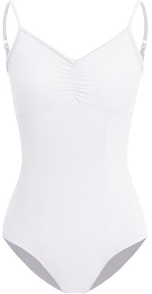 ZYXWVU Body Danza Classica Donna con Spalline Regolabili Body Ginnastica Artistica Donna, C20-Bianco,XS