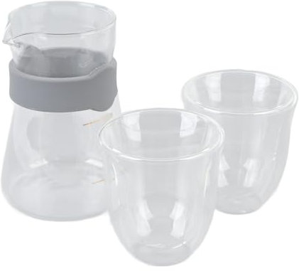 Pyhodi El Vidrio Transparente Vertido sobre con Marcas Doradas, Diseño de Doble Capa y Agarre de Bucle de Silicona, a Prueba de Calor a Prueba de Calor, Tazas para la