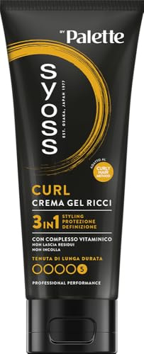 Syoss Curl Crema Gel Ricci 250 ml, 3 in 1, Crema con complesso vitaminico adatta per capelli ricci uomo