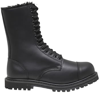 Brandit Platå Phantom Fur Liner 14 Eyelet Boots, storlekar UK4/EU38 till UK13/EU47, Svart päls liner 14 eyelet, 42 EU