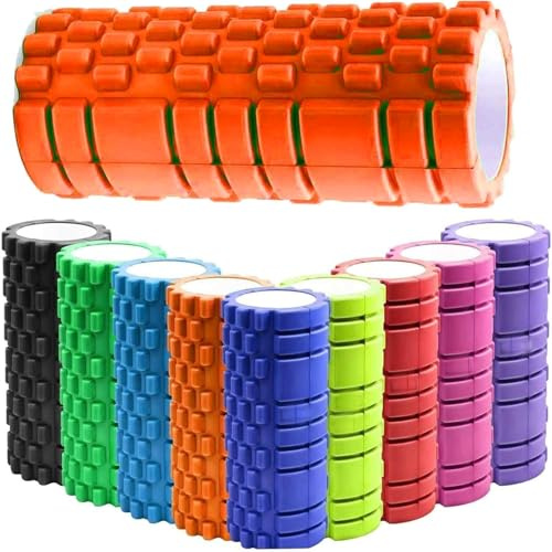 Sports Fitness Yoga Massage Tool Foam Roller Pilates Physio Exercise, Muscle Body Massager Trigger Point Rollers Massage Roller for Legs, Back and Arms Pilates & Runners (Orange)