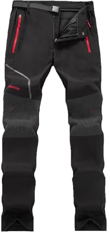 Pantaloni Trekking Uomo Invernali, Pantaloni da Lavoro Uomo Invernali Softshell Antistrappo Traspiranti Ed Elasticizzati per Caccia Montagna Snowboard Sci, Nero, 4XL