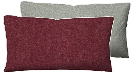 biberna Melange-Flanell Kissenbezug 40x80 cm, 100% Baumwolle, Biber, Flanell wärmend, weich & kuschelig, Reißverschluss, mit Paspel, Winter & Herbst, Uni, rot, Modell 0840500