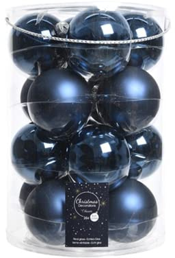 Kaemingk Decoris Weihnachtskugeln aus Glas – Nachtblau, 16 Stück