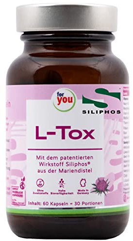for you L-Tox - für normale Leber Kapseln mit dem patentierten Wirkstoff Siliphos® - Hochdosierte Kapseln - Mariendistel-Extrakt 200mg Artischockenblatt-Extrakt 50mg Löwenzahnwurzel-Extrakt 200mg (1)
