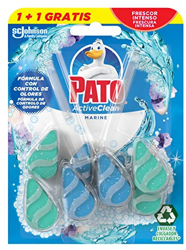 Pato Active Clean Colgador para Inodoro, Frescor Intenso, Perfume Aroma marine, (2 x 38,6g), 2 Unidades (Paquete de 1)