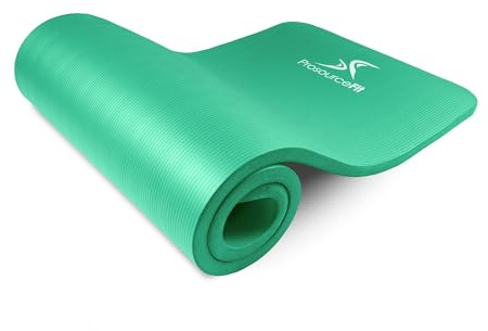 ProsourceFit Extra Thick Yoga and Pilates Mat ½” (13mm) or 1 (25mm), 71-inch Long High Density Exercise Mat with Comfort Foam and Carrying Strap, Green