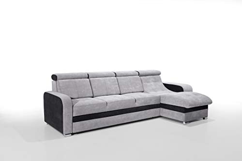 Robin Inspire Bristol Divano angolare con funzione letto con cassetto letto grigio nero angolo a destra 313 x 169 x 95