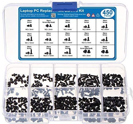 MMOBIEL 450-teiliges Ersatzschrauben-Kit für Laptop-Notebooks für HP, IBM, Lenovo, Toshiba, Gateway, Samsung, Dell, Sony, Acer, Asus und SSD