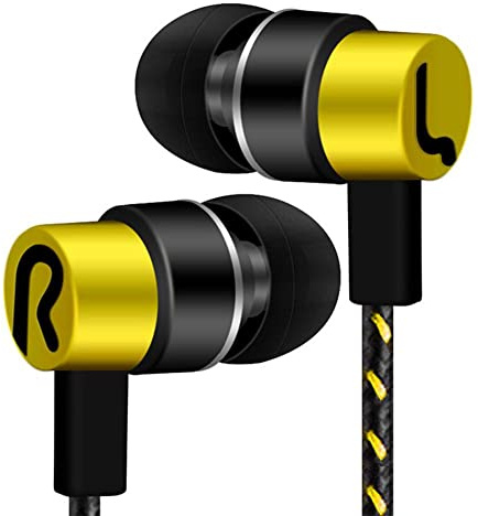 higyee Auricolari con Filo in-Ear Impermeabili - Auricolari con Cavo di prolunga da 1,1 e Filo Intrecciato Extra Lungo,Cuffie Auricolari ad Alta risoluzione con Foam con Isolamento Acustico