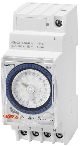 GEWISS INTERRUTTORE ORARIO GIORNALIERO ANALOGICO - CON RISERVA 150H - 1 CONTATTO INVERSORE - 2 MODULI