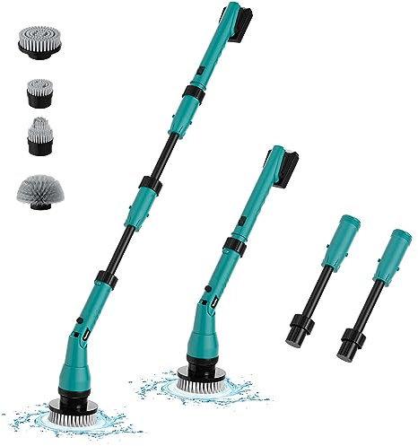 Cordless Power Spin Scrubber Work for Makita 18V Battery, 1000RPM Cleaning Brush Waterproof, Adjustable Extension Arm, 4 Replaceable Cleaning Heads - for Tub/Tile/Wall/Floor(No Battery)