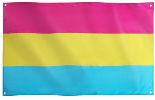 Runesol Bandera Pansexual, 91x152cm, 3ft x 5ft, 4 Ojales, Ojal en Cada Esquina, Bandera del Orgullo, Bandera de Omnisexualidad, Bandera LGBT, Día del Orgullo, Exterior, Colores Vívidos