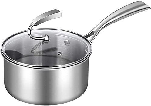 CTCOIJRN Olla de Cocina Wok, Cacerola de acero Inoxidable, Antiadherente, Calentador de Mantequilla for café, Chocolate, Olla for derretir con Tapa, Cacerola for Salsa