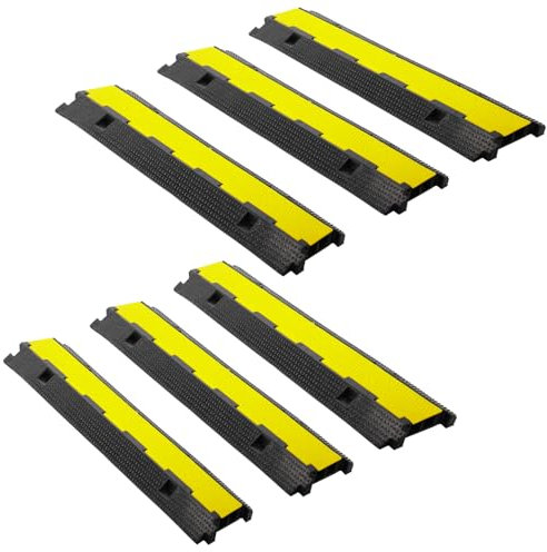 Fiqops Ponte per cavi 2 canali, 101 x 25 x 5 cm, in gomma, design modulare, protezione da attraversamento, esterno per parcheggi, nero