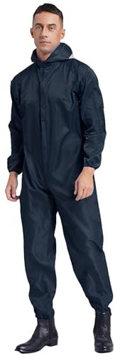 Linjinx Tuta protettiva da uomo con cappuccio, protezione dalla polvere, tuta integrale, blu navy, M