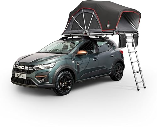OEX Vertex Lite 130 Roof Tent with Integrated Foam Mattress & Foldaway Ladder, 2 Man, Darkened Bedroom, Panoramic Windows, High Compatibility, Car, Vehicle, Camping & Travelling, 6000mm HH, Grey
