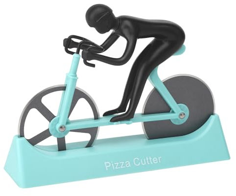 HENGBIRD Rotella Tagliapizza a Forma di Bicicletta, Taglia Pizza con Supporto, Rotella Pizza in Acciaio Inox con Rivestimento Antiaderente, Blu