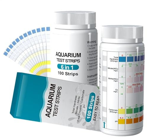 6-in-1 Aquarium-Wassertest-Set – 100 Stück Aquarium-Teststreifen | Süßwasser-Teststreifen für lebende Fische, Aquarien, Schildkrötenbecken | Wasserqualitätstestkit für eine genaue Tankwartung