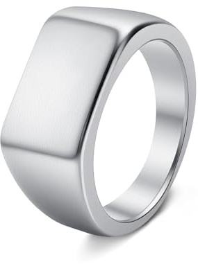 Mens Stainless Steel Plain Signet Ring Rectangular Pinky Ring 10mm Silver 9