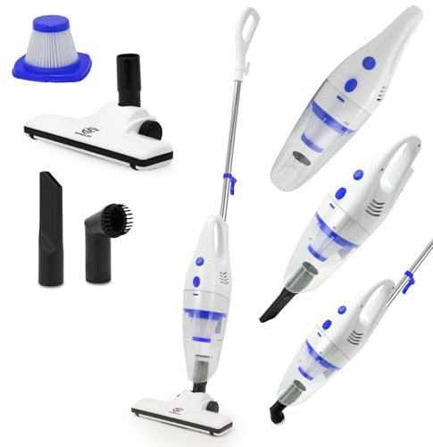 SUPERLEX Staubsauger mit Kabel, Vacuum Cleaner 4-in-1 Beutellos Hand Stielstaubsauger 16KPA HEPA-Filter, 5m Draht für Tierhaare, Teppich, Parkett, 600W