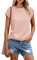 Chicrise Women's T-Shirts Sleeveless Round Neck Vest Tops Cap Sleeve Plain Blouses Simple Casual Light Pink Means 12-14