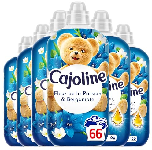 Cajoline Adoucissant linge liquide Fleur de la Passion & Bergamote Créations parfum et fraîcheur - 396 lavages - Lot de 6x66 lavages -1,386L
