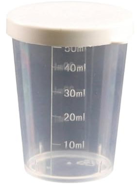 Gobelet doseur en plastique transparent avec couvercle, gobelet distributeur multifonction pour médicaments liquides, cuisine et artisanat, marquages gradués faciles à lire (50 ml)