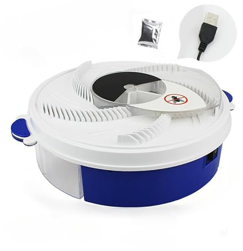 Maison Genie EcoTrappe - Attrape Mouche Électrique Tueur De Mouches Rotatif En Intérieur Comme En Extérieur (Bleu)