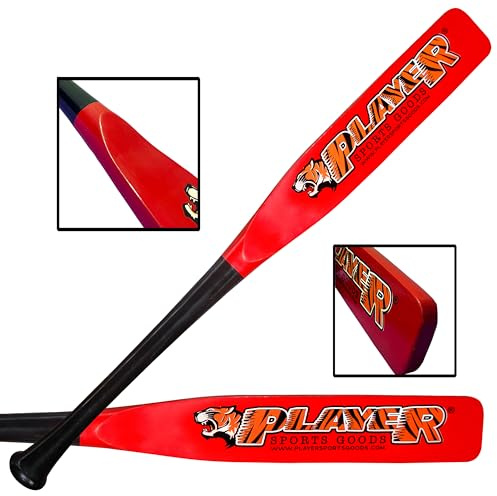 Player Sports Goods LLC - Mazza da baseball e softball piatta in acero, 81,3 cm, peso: 623,7 g/piatta: 7 cm, per giocatori adulti e professionisti, colore: rosso e nero