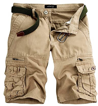 2025 Short Cargo Homme Coton Casual Lâche avec Poche Pantalon Court Taille Elastique Shorts Et Bermudas Lâche Jogging Militaire Short de Sport Cargo Montagne Short Homme Bermuda de Travail