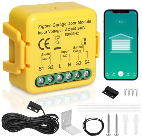 Apriporta garage Zigbee, SOARFLY garage door opener controllabile tramite app Tuya & Smart Life, apricancello intelligente compatibile con Alexa & Google Assistant, Hub non incluso