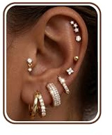 Chriscoco 8 Paires Boucles d'oreilles Femme Créole Plaqué Or 14K Creoles Argent Hypoallergénique Piercing Oreille Acier Inoxydable Boucles d'oreilles Femme Argent Piercing Tragus Helix