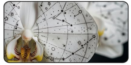 Star Map Inked on Orchid Petals - Premium Desk Mat for Adults