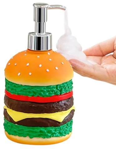 Dispenser di sapone per piatti – Camera di gel per lozione hamburger, concetto di supporto liquido giocoso, contenitore di lavaggio quotidiano riutilizzabile | Dispositivo di pompa gel compatto ed