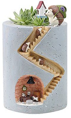 Segreto Creative Plants Flower Pots Brush Pots Ornaments for Succulent Plants Pot Decorated Desk,Garden,Living Room with Sweet Hedgehog Family La moriposa Store