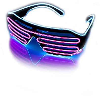 The Glowhouse Neon EL Wire Shutter Glasses Slotted Fashion Shades Blue Pink (Blue/Pink)