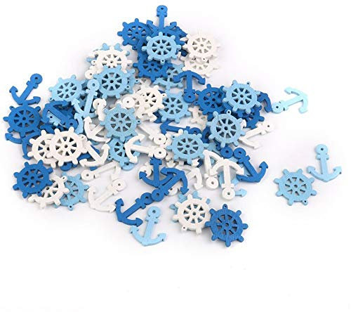 Integrity.1 Appeso in legno a forma di barca, timone e ancora, ciondoli decorativi per la casa, 100 pezzi, colore casuale