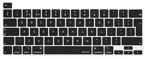 MOSISO Tastaturschutz Kompatibel mit MacBook Pro 13 Zoll 2024-2020 M2 M1 A2338 A2289 A2251, Kompatibel mit MacBook Pro 16 Zoll 2020 2019 A2141 Touch ID, Schützende Silikonhaut, Schwarz
