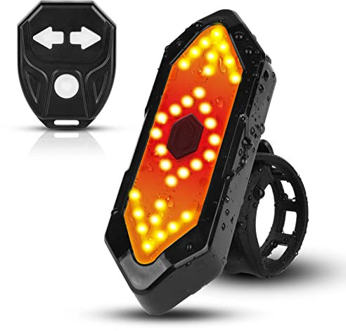 Flintronic Fanale Posteriore per Bici, Telecomando Wireless Impermeabile, con Indicatori di Direzione, 5 modalità #1 Freccia