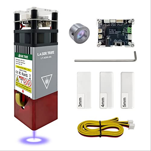 Lasermodul Kit 5W optische Leistung mit Luftunterstützung,LASER TREE 40W 45mm Fixed Focus Balance Gravur und Schneidkopf,450nm Lasergravur Modulkopf für Lasergraviermaschine,12V
