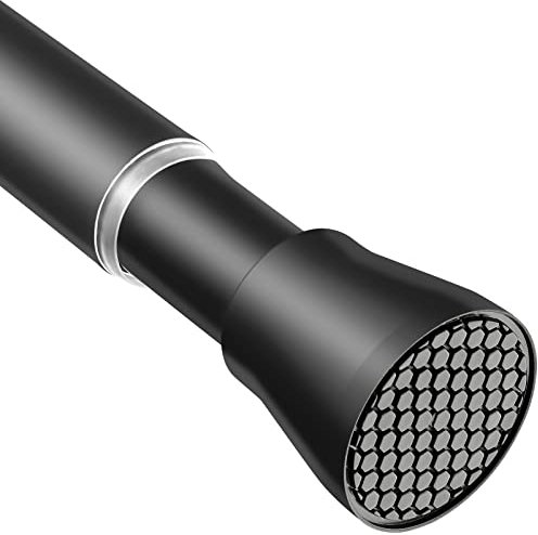 AIZESI Tension Rods for Curtains 28 to 48Inch(70-130cm:22mm) Black Extendable Curtain Poles,Spring Tension Rod No Drill Shower Rod Adjustable Curtain Pole for Clothes Windows,Bathroom