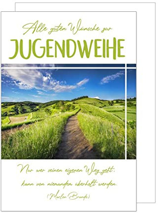 Edition Seidel Premium Glückwunschkarte zur Jugendweihe mit Umschlag. Eine einzelne Karte zur Jugendweihe mit Spruch. Grusskarte Alle guten Wünsche Weg Landschaft Junge Mädchen (JW122 SW023)