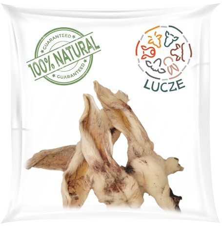 Lucze- Kaninchenohren mit Fell für Hunde, 1kg, hypoallergen & getreidefrei, naturbelass, ca. 20cm Lange Kauohren, schonend luftgetrocknet, ideale Zahnpflege & gesunde Belohnung für Allergiker
