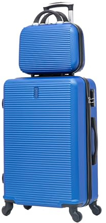 CELIMS - Maleta Mediana de Viaje con Neceser Neceser 30cm Rígida con 4 Ruedas Ligera Facturación 20kg 65cm | Cerradura Integrada | Maleta Mediana con 4 Ruedas 65cm | Azul