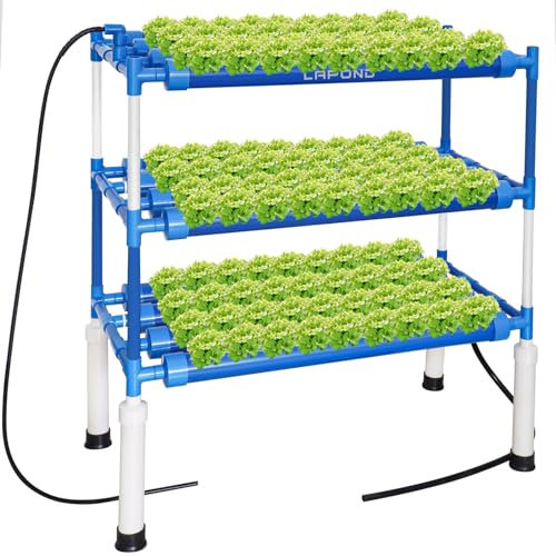 Hydroponics Growing System mit 108 Pflanzenplätzen 3 Schicht,Hydroponische Gartenarbeit System Grow Kit für Kräuter,Obst und Gemüse,Food-Grade PVC-U Rohre(Algenwachstum verhindern)