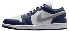 AIR JORDAN Jordan - Turnschuhe 1 Low aus Leder, weiß-grau-Navy blau (10)